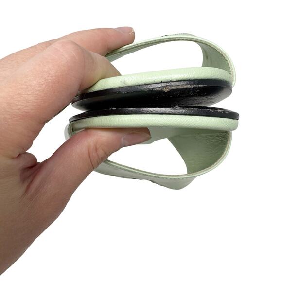 Prada Acqua Green Leather Flat Slide Sandals Size 38 with Box - Picture 5 of 6
